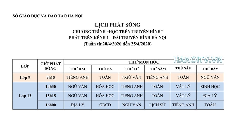 lịch phát sóng truyền hình